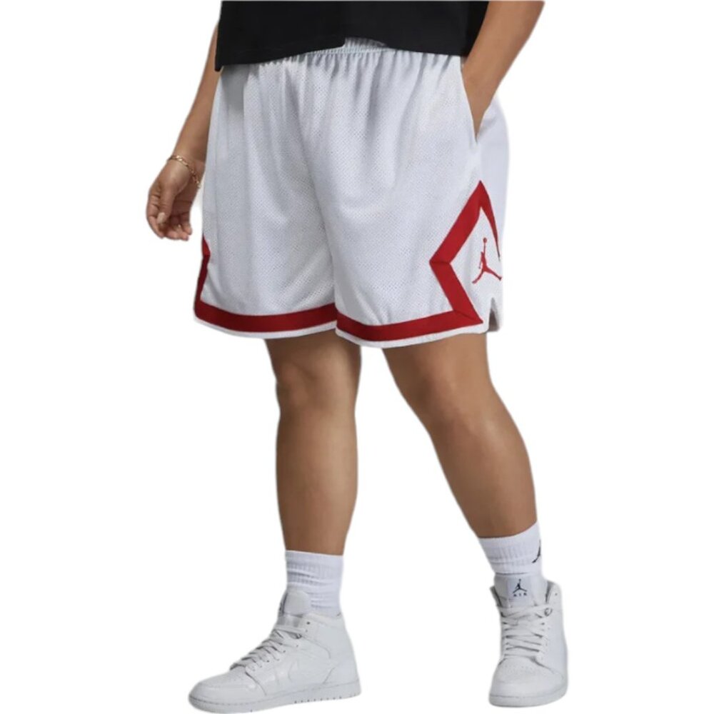 Jordan Dri-Fit Diamond Mesh Basketball Shorts Sizes 2X White Red Jumpman NWT